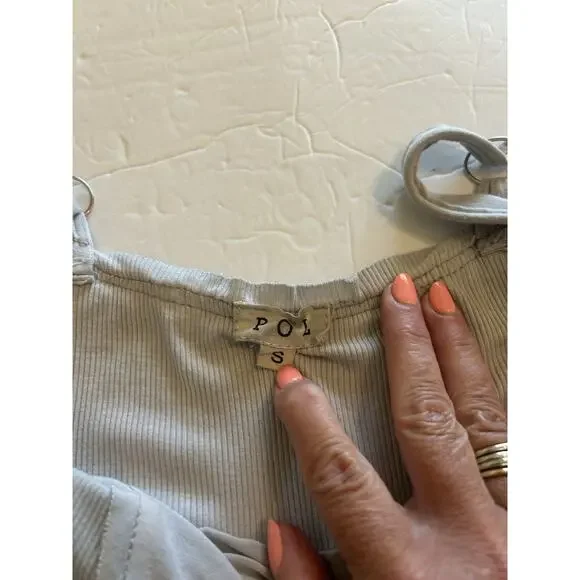 POL Sz Small Stone Maxi‎ Tank Dress Washed Frayed Trim Rayon Knit Flowy Bohemian - Picture 10 of 13